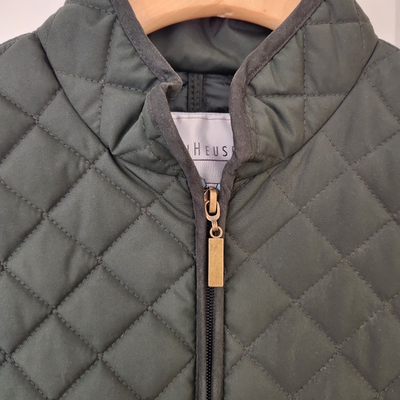 Olive Green Quilted Vest Van Heusen Sleeveless Zippers Fall Cabincore Gorp Small - Picture 5 of 13